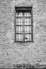 Old window. Black and white photo