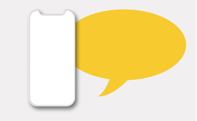 Modern smartphone design with chat speech bubble. 3D Rendering