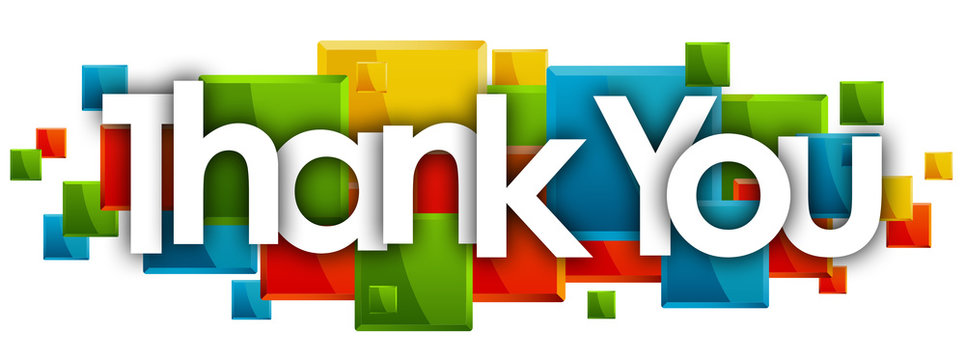 thank you word in rectangles background