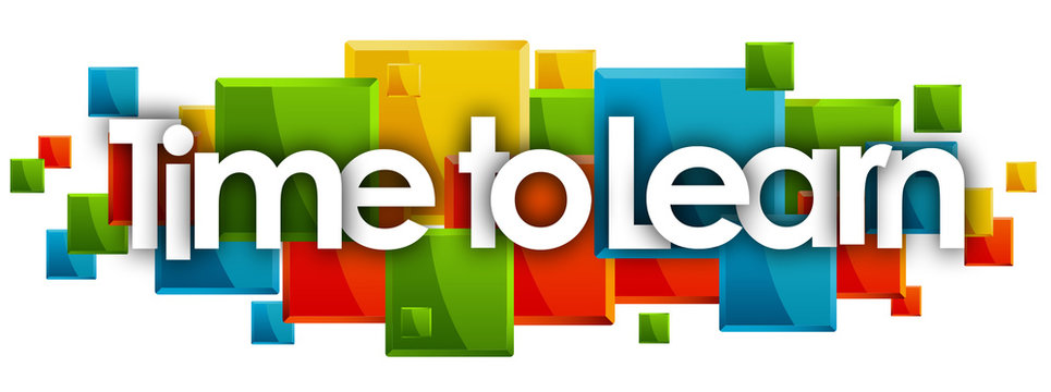 time to learn word in rectangles background