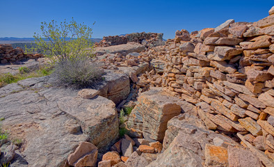 Ancient Indian Ruins on top of Sullivan Butte in Chino Valley AZ. Could be either Sinagua or Yavapai Indian in origin.
