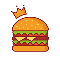 Burger vector Illustration, simple element illustration, king burger with crown logo vector