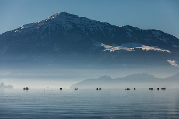 Mount Rigi seen from Zug with over the Zugersee, Switzerland