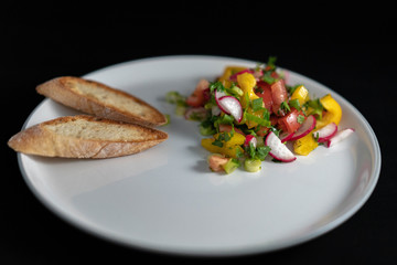 fried bread  with vegetables