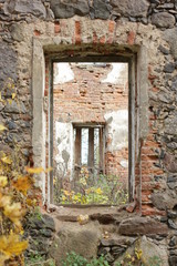 ancient stone walls and window, ruins