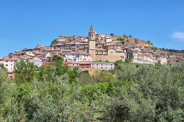 Fototapeta na wymiar Penarroya de Tastavins skyline in Teruel Spain