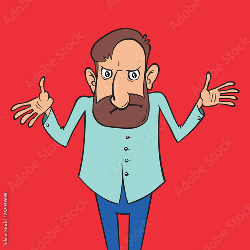 "Cartoon man shrugs" Stock image and royalty-free vector files on