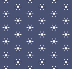 Snowflakes seamless pattern. Vector abstract white and blue geometric texture