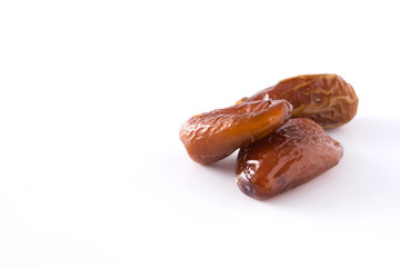 Dates isolated on white background. Close up. Copyspace