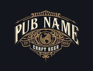 Vintage Pub logo. Vector layered