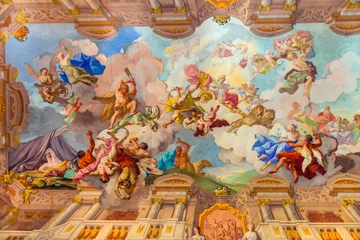 Fotobehang Landmarks of Austria - abbey Melk, fresco over ceiling © Freesurf