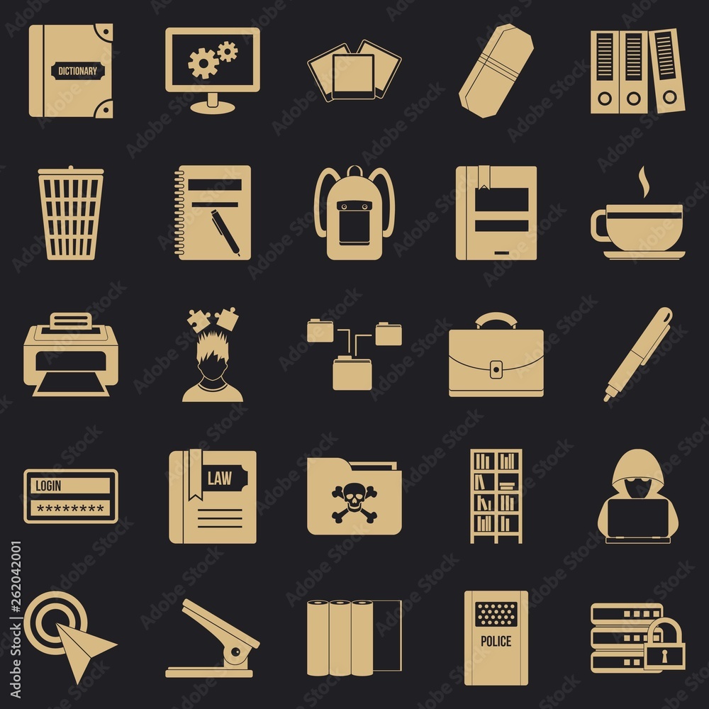 Poster File icons set. Simple set of 25 file vector icons for web for any design