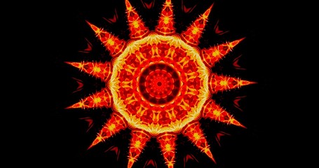 Bright colored abstract background kaleidoscope closeup of the fiery flower