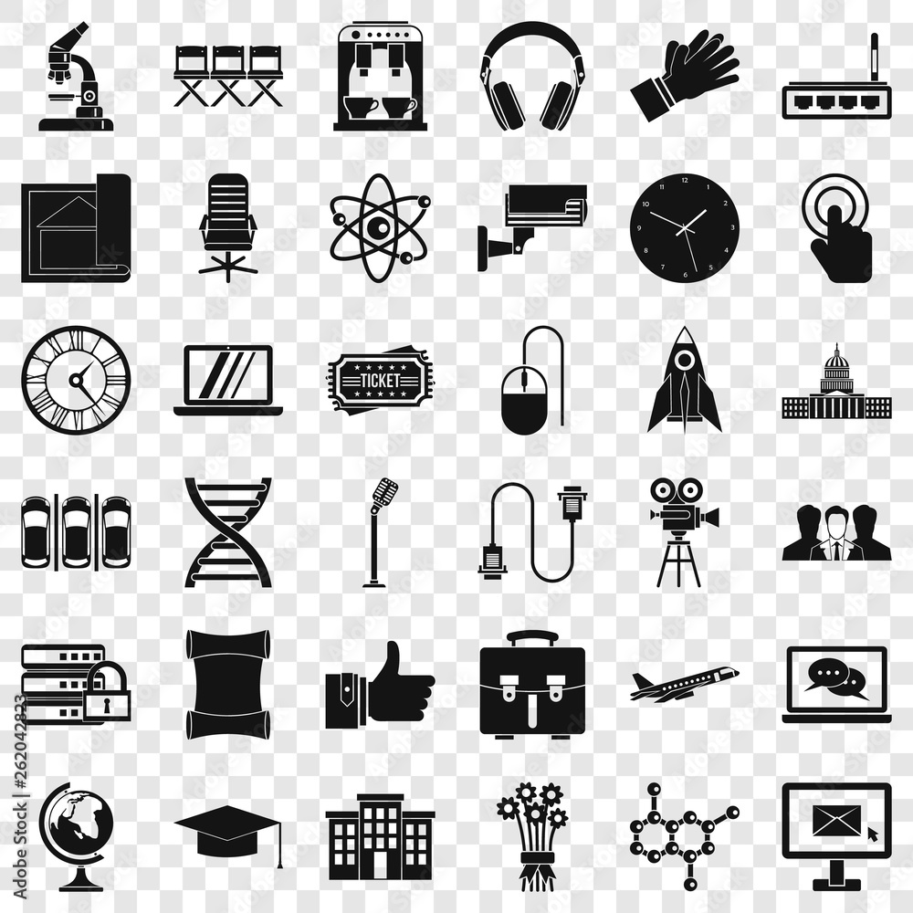 Poster seminar icons set. simple style of 36 seminar vector icons for web for any design
