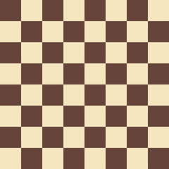 Vector chess field in beige and brown colors. Seamless pattern.