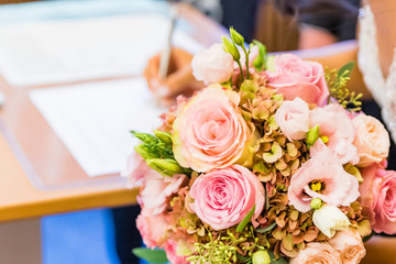 bridal bouquet the day of the wedding