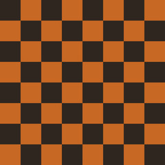 Vector chess field in black and orange colors. Seamless pattern.
