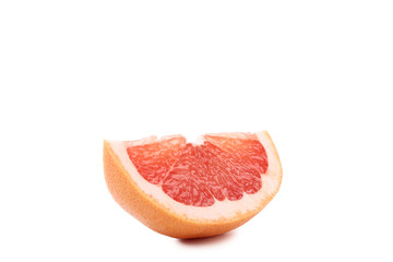 Ripe grapefruit slice isolated on white background