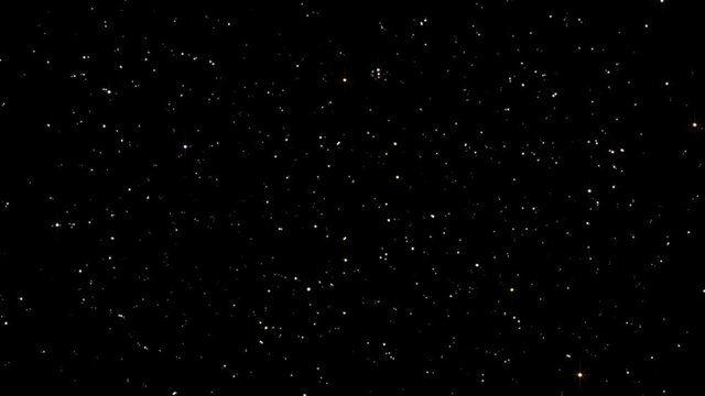 Night starry skies with twinkling and blinking stars seamless loop. Abstract dark 3D animation with moving glowing stars or particles. Space science background of black sky in starry night in UHD 4K