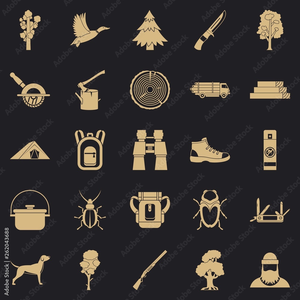 Poster grassy icons set. simple set of 25 grassy vector icons for web for any design