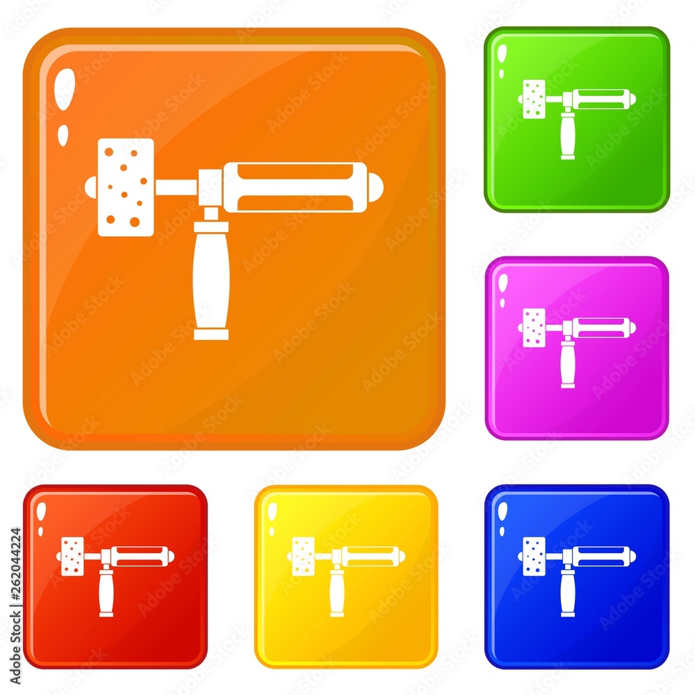 Poster precision grinding machine icons set collection vector 6 color isolated on white background
