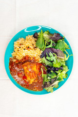 Basque Braised Chicken With Peppers and rice