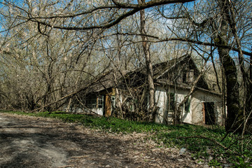 Old abandoned country house in the exclusion zone. Consequences of the Chernobyl nuclear disaster