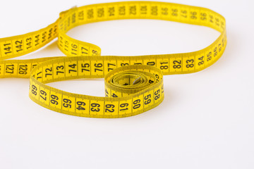 Flat lay composition with measuring tape. Slimness concept