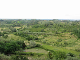 Obraz premium Scenic view of the tuscan countryside from the village of Lari, Province of Pisa, Tuscany, Italy