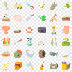 Worker crafticons set. Cartoon style of 36 worker craft vector icons for web for any design