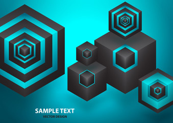 Fototapeta premium Abstract background isometric shape of hexagons and cubes.