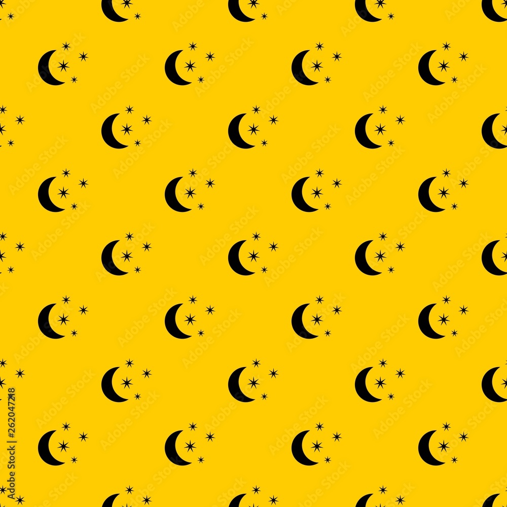 Poster moon and stars pattern seamless vector repeat geometric yellow for any design