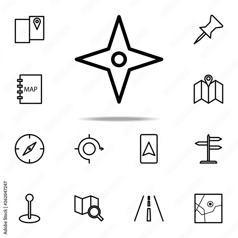 Poster four-pointed star icon. navigation icons universal set for web and mobile