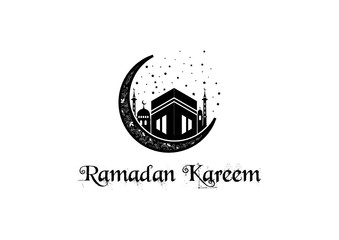Ramadan silhouette logo with mosque design