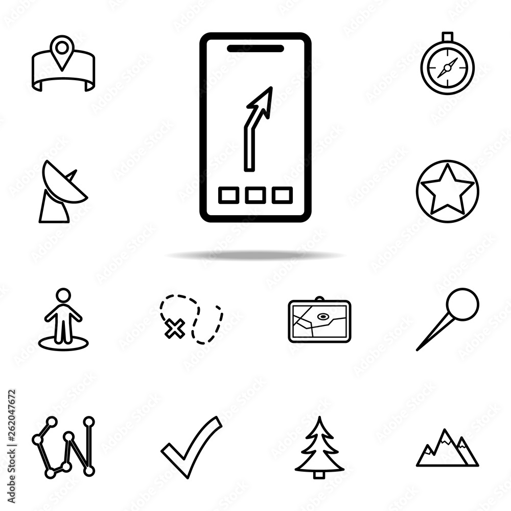 Aufkleber directions in a smart phone icon. navigation icons universal set for web and mobile
