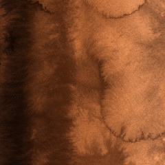 Orange with brown ink and watercolor textures on white paper background. Paint leaks and ombre effects. Hand painted abstract image. © artistmef