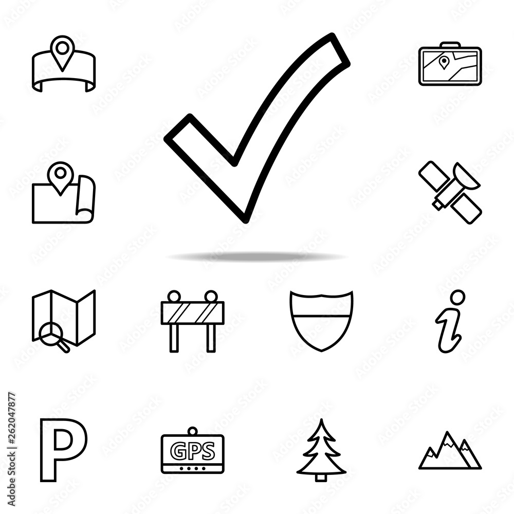 Poster sign checked icon. navigation icons universal set for web and mobile