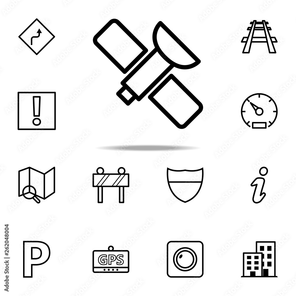 Poster navigator satellite icon. navigation icons universal set for web and mobile