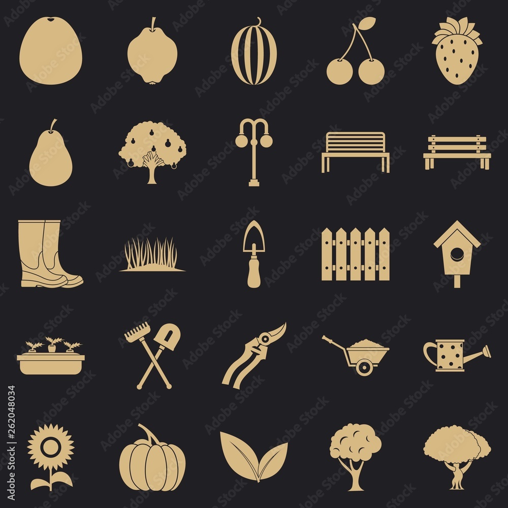 Poster herb icons set. simple set of 25 herb vector icons for web for any design