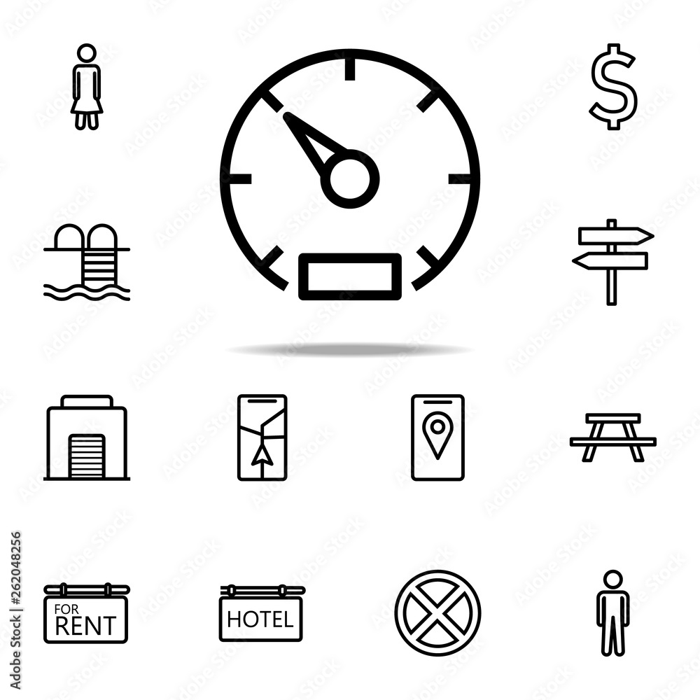 Poster speedometer icon. navigation icons universal set for web and mobile