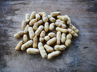 nuts on wooden table