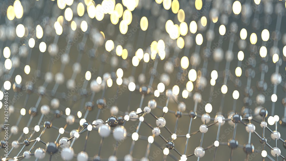 Poster grid of linked spheres abstract 3d render illustration