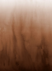 Orange with brown ink and watercolor textures on white paper background. Paint leaks and ombre effects. Hand painted abstract image. © artistmef