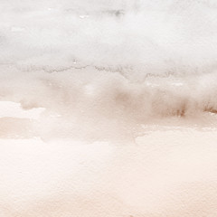 Orange with brown ink and watercolor textures on white paper background. Paint leaks and ombre effects. Hand painted abstract image. © artistmef