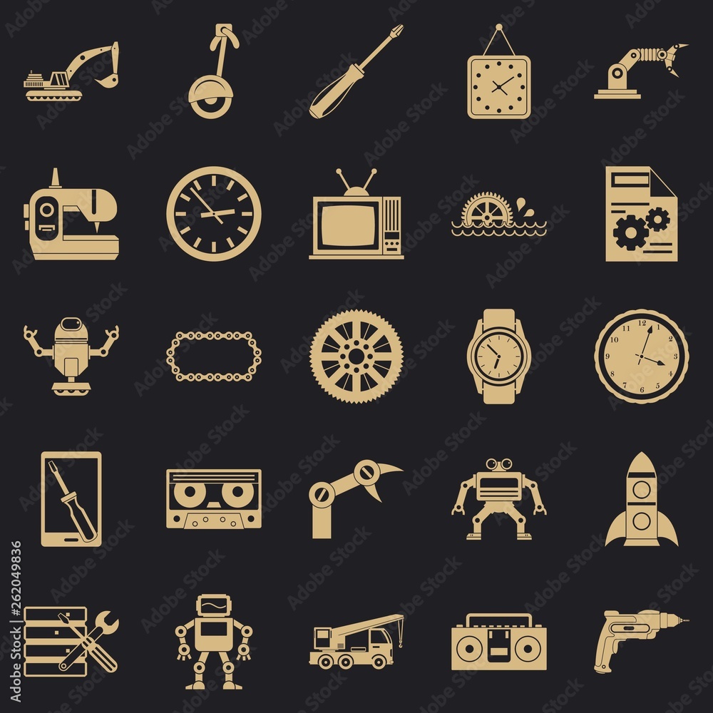 Aufkleber machinery icons set. simple set of 25 machinery vector icons for web for any design