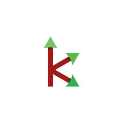 k logo letter with arrows vector symbol design