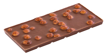 chocolate with nuts isolated on white background