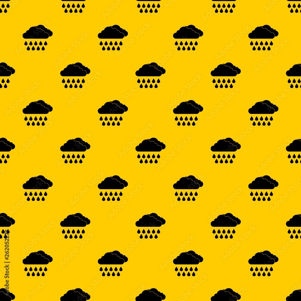 Poster cloud and rain pattern seamless vector repeat geometric yellow for any design