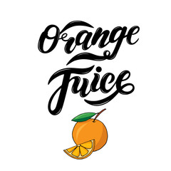 Orange Juice. Hand drawn lettering. 