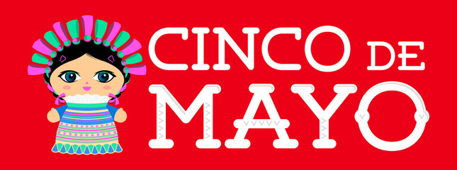 Cinco de Mayo with Mexican Doll vector illustration